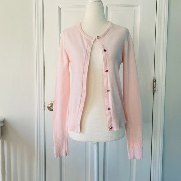 Angora Blend Perfect Fit Cardigan with Multicolor Rhinestone Buttons (size S) - Picture 3 of 12